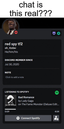 a screenshot of red spy tf2 's discord account