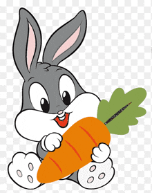 a bunny is holding a large carrot in its paws