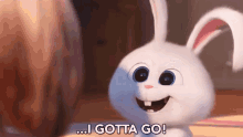 a rabbit from the secret life of pets is smiling and saying i gotta go .