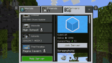 a screen shot of a minecraft game with the add server button highlighted