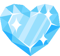 a blue heart shaped diamond with sparkles around it