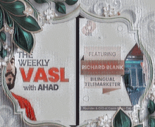 a poster for the weekly vasl with ahad features richard blank and bilingual telemarketer