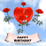 a birthday card for ghazal with a heart and roses