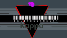 a purple cat sits on top of a black triangle with the words felipesoares11 kappa on it