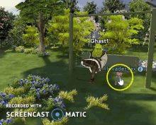 shrek is sitting on a swing in a video game being recorded by screencast matic