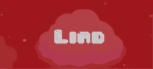 the word liad is on a red background with a pink cloud in the background .