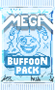 a bag of mega buffoon pack with a pixelated image of a man