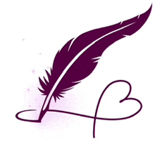 a purple feather with the letter b written on it