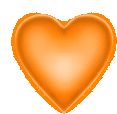 an orange heart is glowing on a white background