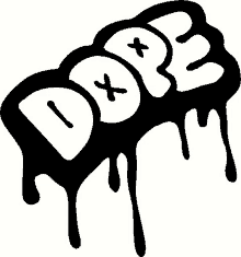 a black and white drawing of the word dope dripping from it .