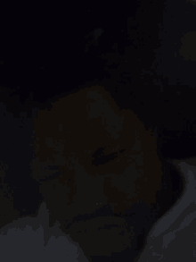 a blurry picture of a man 's face in the dark .