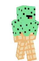 a minecraft character that looks like an ice cream cone with a mint chip topping