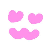 three pink hearts on a white background that looks like a smiley face