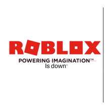 a logo for roblox that says powering imagination is down