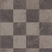 a checkered floor with a few spots of dirt