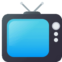 an icon of a television with a blue screen and antennas