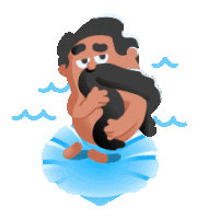 a man with a beard is holding a woman in his arms in the water