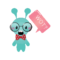 a cartoon character wearing glasses and a bow tie has a speech bubble that says wot