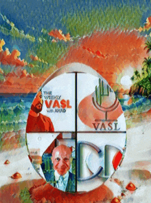 a painting of a man with the word vasi on it