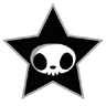 a black star with a white skull on it .