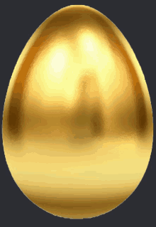 a gold egg with a black background is shiny