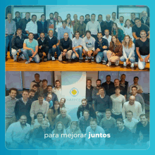 a group of people posing for a picture with the words para mejorar juntos below