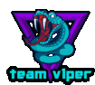 a logo for a team called team viper with a snake with its mouth open .