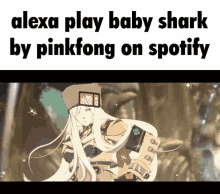 a screenshot of a video game with the words alexa play baby shark by pinkfong on spotify