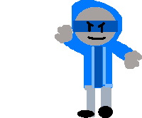 a cartoon character wearing a blue hooded jacket and sunglasses