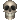 a pixel art drawing of a skull on a white background