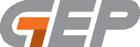 a logo for a company called gep with a orange t