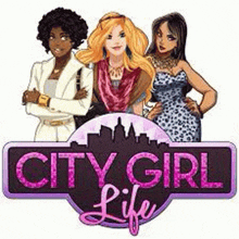 a logo for city girl life with three women standing next to each other