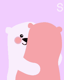 a polar bear and a pink bear hugging with the words sending a hug behind them