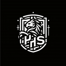 a black and white logo with a lion and the words phs on it