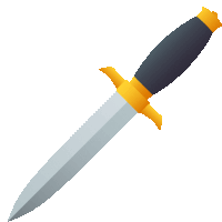 an illustration of a dagger with a black and gold handle