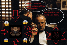 a man in a tuxedo is talking to another man with a speech bubble saying " rotel no "