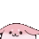 a pixel art drawing of a pink dog 's face .