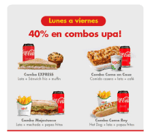 an advertisement for combos upa that includes a hot dog