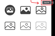 a set of icons with a copy link button next to them