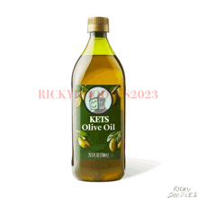 a bottle of kets olive oil with a smiley face on the label