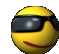 a yellow smiley face with sunglasses on it .