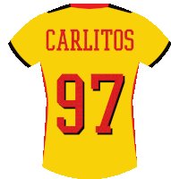 a yellow jersey with the name carlitos on it