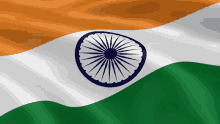 a close up of the flag of india with a blue center