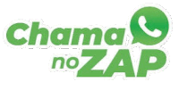 a green logo with the words chama no zap and a whatsapp icon .