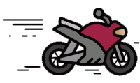 a cartoon illustration of a red and gray motorcycle