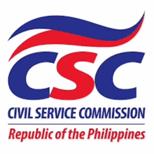 a blue and red logo for the civil service commission of the republic of the philippines