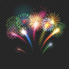 a bunch of fireworks on a checkered background