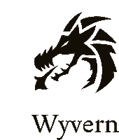 a black and white logo for wyvern with a dragon