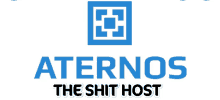 a logo for aternos the shit host is shown on a white background