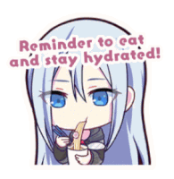 a reminder to eat and stay hydrated sticker with a girl